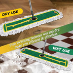 42" Commercial Dust Mop for Floor Cleaning, MASTERTOP Large Flat Mop with Long Handle, Sweeping Broom with 2 Different Mops Pads, Industrial Mop for Hardwood, Tile, Gym, Office, Mall, Warehouse