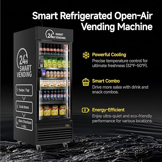 HAHA Smart Vending DC-542D Combo Vending Machine,Smart Refrigerated Beverage Vending Machine with Touch Card Reader - Capacity 378 Bottles (Black, AI Pro)