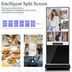 55" 4K LCD Touchscreen Digital Signage Display, Indoor Floor Standing Advertising Player, Commercial Digital Signage Kiosk with Auto AD Player, HDMI WiFi Bluetooth Input, Android 12.0 Black