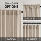 MIULEE Non-See-Through Privacy Linen Curtains 2 Panels, Light Filtering Window Curtains Farnhouse Textured Back Tab Semi Sheer Drapes for Bedroom Living Room, 52 x 72 Inches Long, Taupe