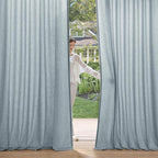 MIULEE Non-See-Through Privacy Linen Curtains 2 Panels, Light Filtering Window Curtains Farnhouse Textured Back Tab Semi Sheer Drapes for Bedroom Living Room, 52 x 72 Inches Long, Stone Blue