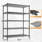 REIBII Storage Shelves 71" H Tall Wire Shelving Unit Sturdy Metal Shelves Adjustable Wide Pantry Shelves 5 Tier Deep Heavy Duty Metal Shelving Load 1500LBS,Dorm Room Essentials Dorm Storage Rack