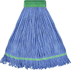 Onesimus 24 oz Heavy Duty Mop Head Replacement, 5 Inch Headband for Quick Change Handle, Blue Loop-End Cotton Blend String Wet Dry Floor Mop Refill Commercial Cleaning Supplies, 1 Pack Large
