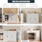 SUNLEI Sideboard Buffet with Storage, Farmhouse Kitchen Cabinet with 3 Doors and 2 Drawers, Coffee Bar Cabinet with Storage for Living Room, White