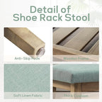Entryway Shoe Bench with Cushion, End of Bed Bench,Upholstered Bench for Kitchen, Bench with Solid Wood Shelf, Fabric Ottoman Bench for Hallway, Living Room (Teal)