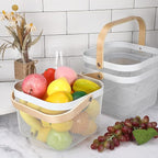 Roshtia 6 Pcs Metal Mesh Steel Basket with Handle, Square Wire Harvest Thanksgiving, Shopping Baskets for Retail Store Christmas Garden Bathroom Kitchen(8.46 x 8.46 x 6.5 Inch,White)