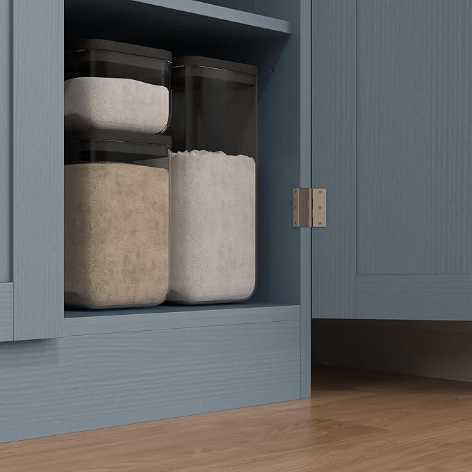 HOMCOM 67" Freestanding Kitchen Pantry, 4-Door Storage Cabinet Organizer with Adjustable Shelves, Kitchen Cabinet with Doors and Shelves, Distressed Gray
