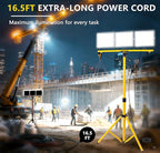 45000 Lumen LED Work Lights with Stand - 3 Head Portable Work Light with Tripod - IP65 Waterproof Tripod Work Lights for Outdoor Indoor Job Site Workshop Garage Construction Site Lighting