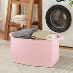95L Extra Large Blanket Basket, 24" x 16.9" x 14.2" Woven Storage Basket for Living Room, Rectangle Nursery Blanket Storage for Toys, Towels, Dirty Clothes (Pink)