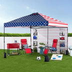 Best Choice Products 10x10ft Easy Pop Up Canopy w/Side Wall, 10 Pockets, Portable Carrying Case, 1-Button Setup, 4 Weight Bags - American Flag