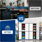 71' Metal Storage - Lockable File Cabinet with Doors & Shelves - Gray/White Steel for Garage, Home, Office