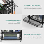 YITAHOME Multi-Functional Sports Organizer for Garage, Golf Gear Storage Rack for 3 Bags and Clubs, Ball Storage Bins with Wheels, Multi-Layer Sports Equipment Rack with Hooks