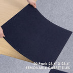 Carpet Tile 20 Pack 24” X 24” Self Adhesive Carpet Floor Tiles Anti-Slip Squares Peel and Stick Floor Tilel DIY Installation for Bedroom(Blue)