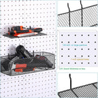 Hicarer 8 Pack Pegboard Baskets and Peg Board Racks Set, Pegboard Hooks, Square Style Wire Shelf Baskets, for Organize Tools, Workbench, Accessories, Garage Storage, Wall Organizer Attachments (Black)