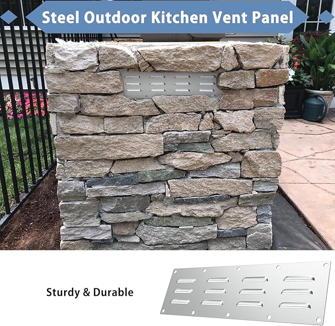 4 Pack Stainless Steel Venting Panel for Grill Accessory Stainless Steel Vent Cover Grill Vent for Masonry Fire Pits Outdoor Kitchen Vent, 15" by 4-1/2"