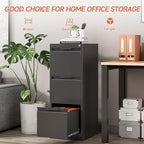 3 Drawer File Cabinet with Lock,Vertical Filing Cabinets for Home Office,Heavy Duty Metal File Cabinet for Hanging A4/Letter/Legal Size File,Vertical File Cabinet 15" W X 17.8" D X 38.3" H-Black