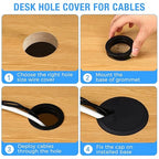 Desk Grommet 3-1/8" (80 mm), Desk Cord Hole Cover, Cable Grommet ABS Plastic, Desk Hole Grommet for Office and Home Table Cable, Detachable Adjustable Cable Cord Organizer (Reddish Brown 2 Pcs)
