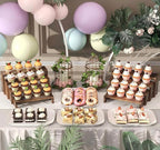 2 Set Large Wooden Tiered Riser Display Stands for Vendor Events,Stackable Wooden Cupcake Display Stand,Farmhouse Decor Wood Dessert Table Display Set,Vendor Booth Display Items,Food Display Risers for Party（12-11.2-10.4-9.6IN）