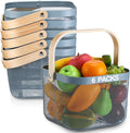 Roshtia 6 Pcs Metal Mesh Steel Basket with Handle, Square Wire Harvest Thanksgiving, Shopping Baskets for Retail Store Christmas Garden Bathroom Kitchen(9.65 x 9.65 x 7.09 Inch,Blue)