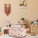 Red Mushroom Storage Basket Large 17x11.5x10.5 Inches - Collapsible Fabric Organizer Bin with Handles for Kids Room, Nursery, Toys - Foldable Decorative Hamper with Cute Mushroom Design - Single Pack
