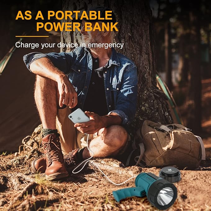 YIERBLUE Rechargeable Spotlight Flashlight with 1000000 High Lumen LED, IP67 Waterproof Long Running Spot Light searchlight, Impact Resistant Handheld Spotlight with Foldable Stand Red Lens