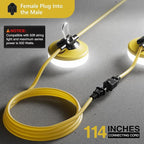 LED Construction String Lights 50FT, 5000 LM, 5000K Daylight LED String Work Lights, 50W Temporary Lighting for Job Site Outdoor Indoor, IP65 Waterproof Temporary Construction Lights, ETL Listed