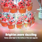 YestBuy 4 Tier Round Cupcake Stand – Premium Cupcake Holder – Acrylic Cupcake Tower Display – Display for Pastry + LED Light String – Ideal for Weddings, Birthday Parties & Events (Multicolored)