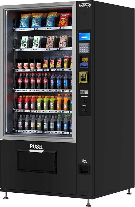 KoolMore Refrigerated Snack Vending Machine with 60 Slots and Bill Acceptor in Black (KM-VMR-40-B)