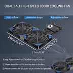 240mm Adjustable Computer PC Vent Fan 3-12V Speed Controller for Chicken Coop Rack Space Window Wall Cabinet Server Mining Rig Exhaust Cooling