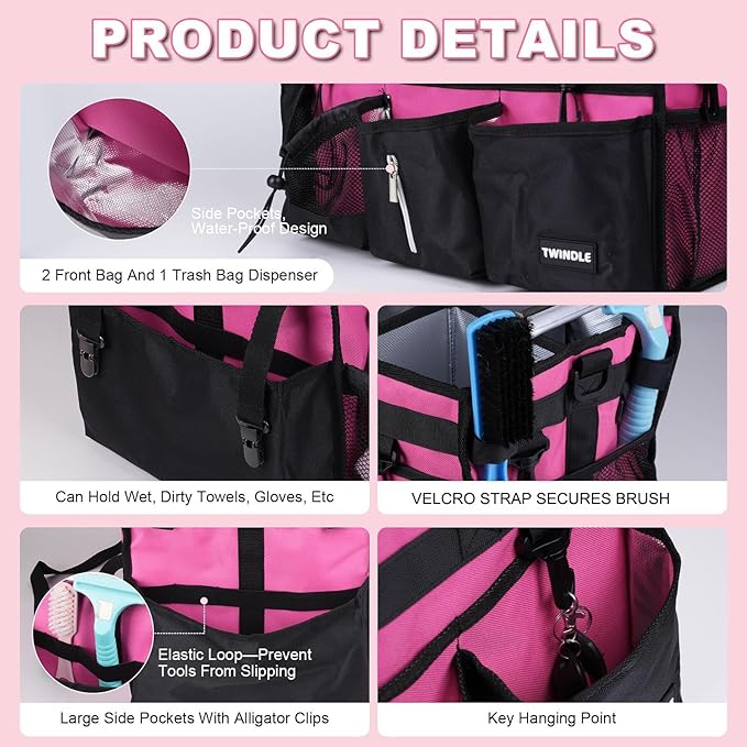 Extra-Large Cleaning Caddy With Detachable Divider,Cleaning Caddy For Cleaning Supplies Large Cleaning Supply Caddy With Adjustable Shoulder Strap & Waist Belt For Cleaners
