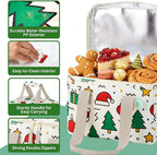 VENO 2 Pack Christmas Insulated Lunch Bag, Heavy Duty Insulated Grocery Bags, Small Cooler with Water-Resistant PP Exterior for Work, Picnic, Travel, Easy-Clean (Jingle Mix, 2 Pack)