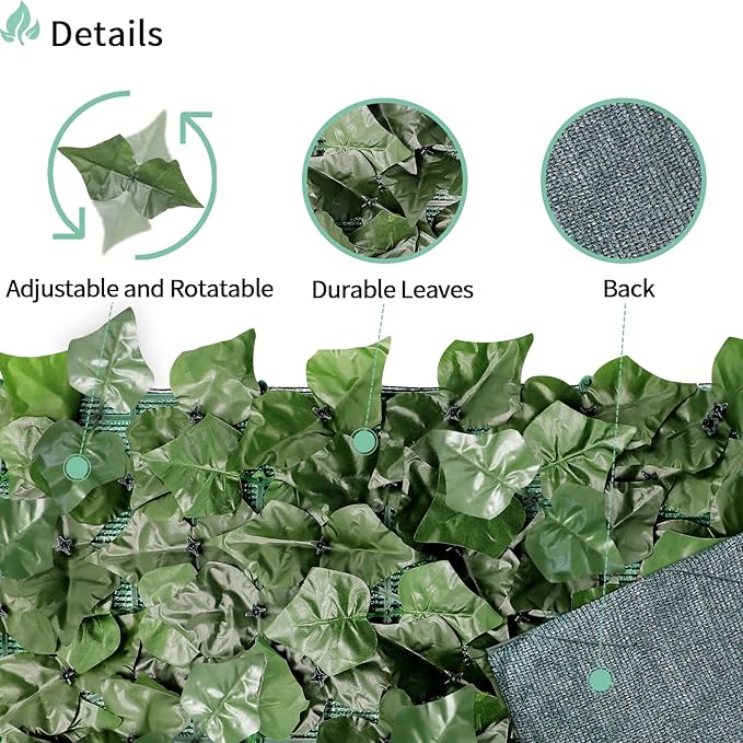 SunnyRoyal 5 Pcs 6' x 14' Artificial Fence Ivy Privacy Screen Greenery Wall with Mesh Back Ivy Leaf Fence Screen Decoration for Patio Outdoor Garden Yard Garden