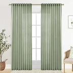 XTMYI Sage Green Country Curtains for Living Room,Sheer Linen Curtains for Bedroom 84 Inches Long,70 Inches Wide