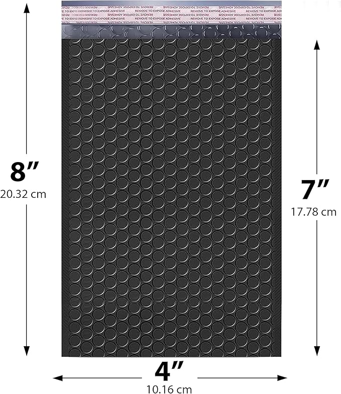 Black Small Bubble Mailers 4x8 Inch #000 | Thick Padded Poly Bubble Mailer Envelopes | 500 Pack Bulk | Trading Card Sports Card Shipping