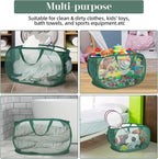 4 Pack Durable Collapsible Laundry Baskets, Mesh Foldable Laundry Basket, Pop Up Laundry Hamper with Pocket, Clothes Hamper with Reinforced Handles for Laundry, Bathroom, Kids Room, Dorm or Travel