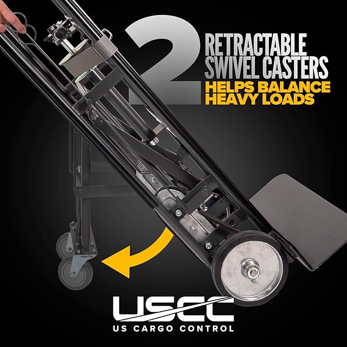 US Cargo Control Appliance Dolly with Stair Climber & Kickback Wheels (12-Pack), 1,200 LBS Capacity, Industrial Appliance Hand Truck with Single Auto Recoil Strap System, Heavy Duty Steel Hand Truck