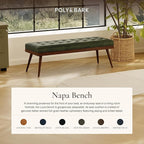 POLY & BARK 55" Tufted Leather Bed Bench for Bedroom End of Bed - Living Room Entry Way Bench - Pure Italian Leather Upholstery with a Solid Wood Frame - Ottoman Bench with Wooden Legs - Olivine Green