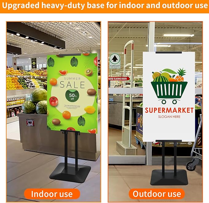 Poster Stand Heavy Duty - Double-Sided Pedestal Poster Stands for Display, Adjustable Metal Poster Board Stand Height Up to 80", Outdoor Floor Standing Sign Holder for Banner Foam, 1 Pack