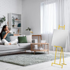 OUSHENG 2 Pack Easel Stand for Sign, Large Wedding Welcome Mirror Holder, Adjustable Free Standing Painting Rack with Chain Support for Display Poster Picture Frame Art, 17" x 17" x 58", Gold