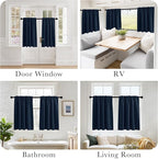 PONY DANCE Blackout Curtains for Bathroom - Solid Light Window Decor for Kitchen/Bedroom,RV Curtains for Camper Windows, W 29 x L 24, Navy Blue, 1 Pair