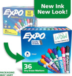 EXPO Low Odor Dry Erase Markers Chisel Tip Assorted Fashion Colors 36 Count for Classroom Office & Home Use