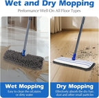Microfiber Mops for Floor Cleaning, Masthome Dust Mop with 4 Washable Pads, 2-SidedMicrofiber Flip Mop for Wet & Dry Use, Flat Floor Mops for Hardwood, Laminate, Vinyl,Kitchen, Tile -1 Scraper