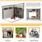 5x7 FT Lean to Shed, Outdoor Metal Storage Shed, Utility Steel Tool Shed with Lockable Door for Bike, Garden, Backyard, Patio, Lawn