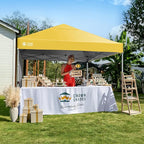 CROWN SHADES 8x8 Pop Up Canopy with 1 Side Wall - Beach Tent with One Push Setup - Outdoor Sun Shade for Events, Parties, Camping - Gazebo with STO-N-Go Cover Bag (Yellow)