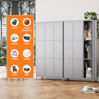 Aobabo New 9 Doors Metal Storage Locker for Employees, Lockable Steel Locker with Name Card Slot and 27 Hooks for School Office Gym Garage, Dark Grey, Assembly Required