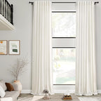 Nanspring Extra Long Curtains 2 Panels 204 Inches Long for Dinning Room Cream Back Tab Rod Pocket Light Filtering Semi Sheer Drapes Cotton Linen Textured Window Curtain for Bedroom 52x204