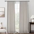 Pleat Linen Blend Room Darkening Extra Long Curtains 120 Inch Length 2 Panels Set for Living Room, Natural Melange Grey for Bedroom Windows Blackout Drapes Heat Blocking for Summer Heat (50"Wx120"L)