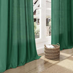 Dark Green Linen Curtains 72 Inch Length for Living Room Sheer Lightweight Door Drapes 2 Panels Set for Kids Bedroom Light Filtering Back Tab Rod Pocket Curtain for Kitchen Protect Privacy 52x72