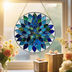 Mandala Ornament, Stained Glass Suncatcher, Suncatcher for Window Decor, Stained Glass Window Hanging, Christmas Ornament, Gifts for Women, Flower Lover, Christmas, Mother's Day, Birthdays