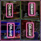 inShareplus 22.8"x 11.8" Open Signs for Business, Super Bright Sign Open, Neon Open Sign with ON/OFF Switch adapter, Electric Light up Sign for Stores, Restaurants Window (Pink&White Vertical)